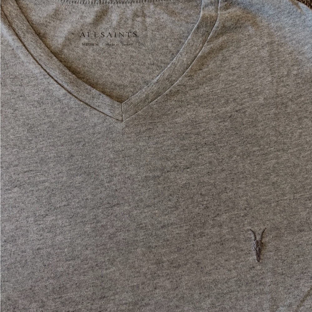 All Saints Charcoal V-Neck Tee